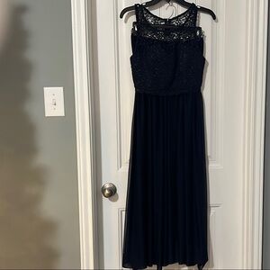 Elegant Navy Lace 2 piece Top and Skirt